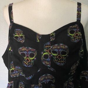 Torrid “Día de los Muertos”  sugar skull multicolor spaghetti straps whimsigoth